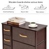 Dresser Storage Tower with 7 Drawers;  Sturdy Steel Frame;  Wood Top;  Easy Pull Fabric Bins;  Wood Handles;  Organizer Unit for Bedroom;  Entryway;