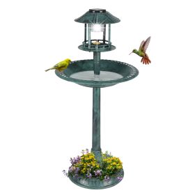 Dark Green With Solar Lights, Bird Bath Tub (Option: Dark Green)