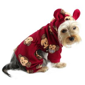 Adorable Silly Monkey Fleece Dog Pajamas/Bodysuit with Hood (Color: pink, size: XL)