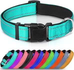 Reflective Dog Collar; Soft Neoprene Padded Breathable Nylon Pet Collar Adjustable for Medium Dogs (Color: Sky blue, size: Small (Pack of 1))